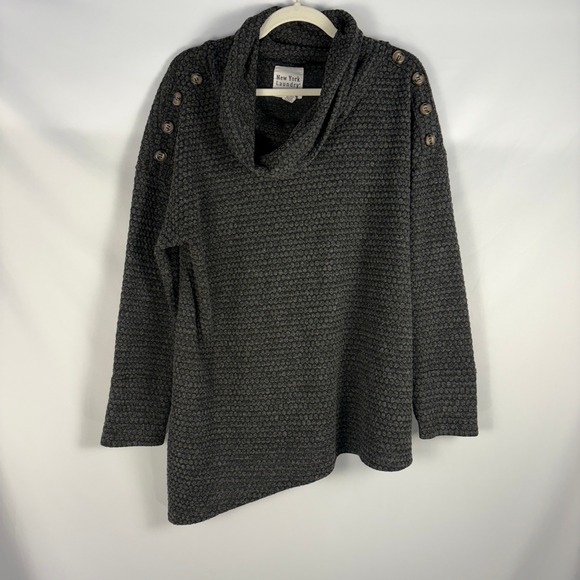 New York Laundry Women's Gray Textured Cowl Neck Tunic Top Button Detail L - Picture 7 of 12
